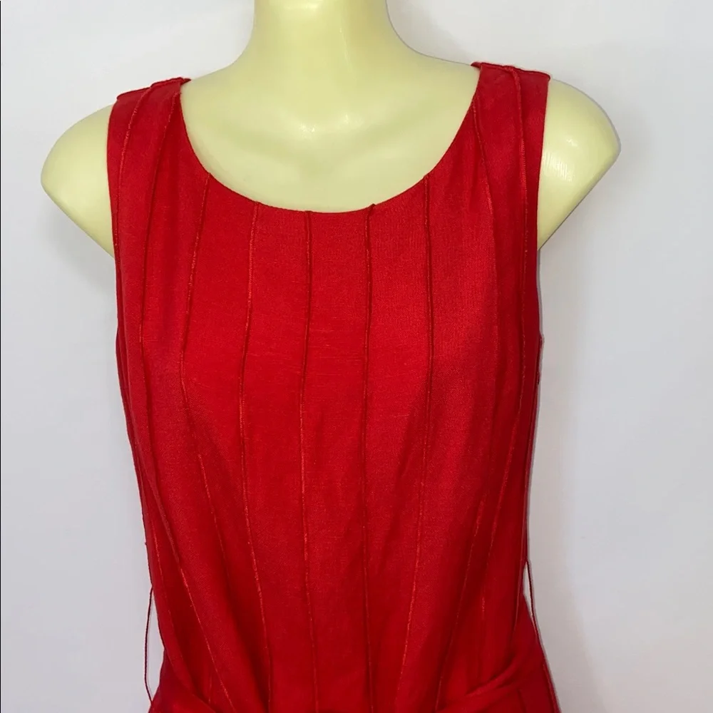 Calvin Klein Dress Red Fit and Flare Matching Belt Nwot 8 - Picture 2 of 7